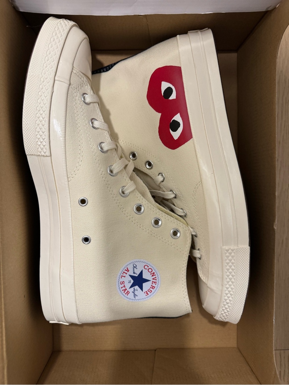 Converse Comme des Garçons (CDG) Play, Chuck 70 High Milk - Men’s Size 11 & 12